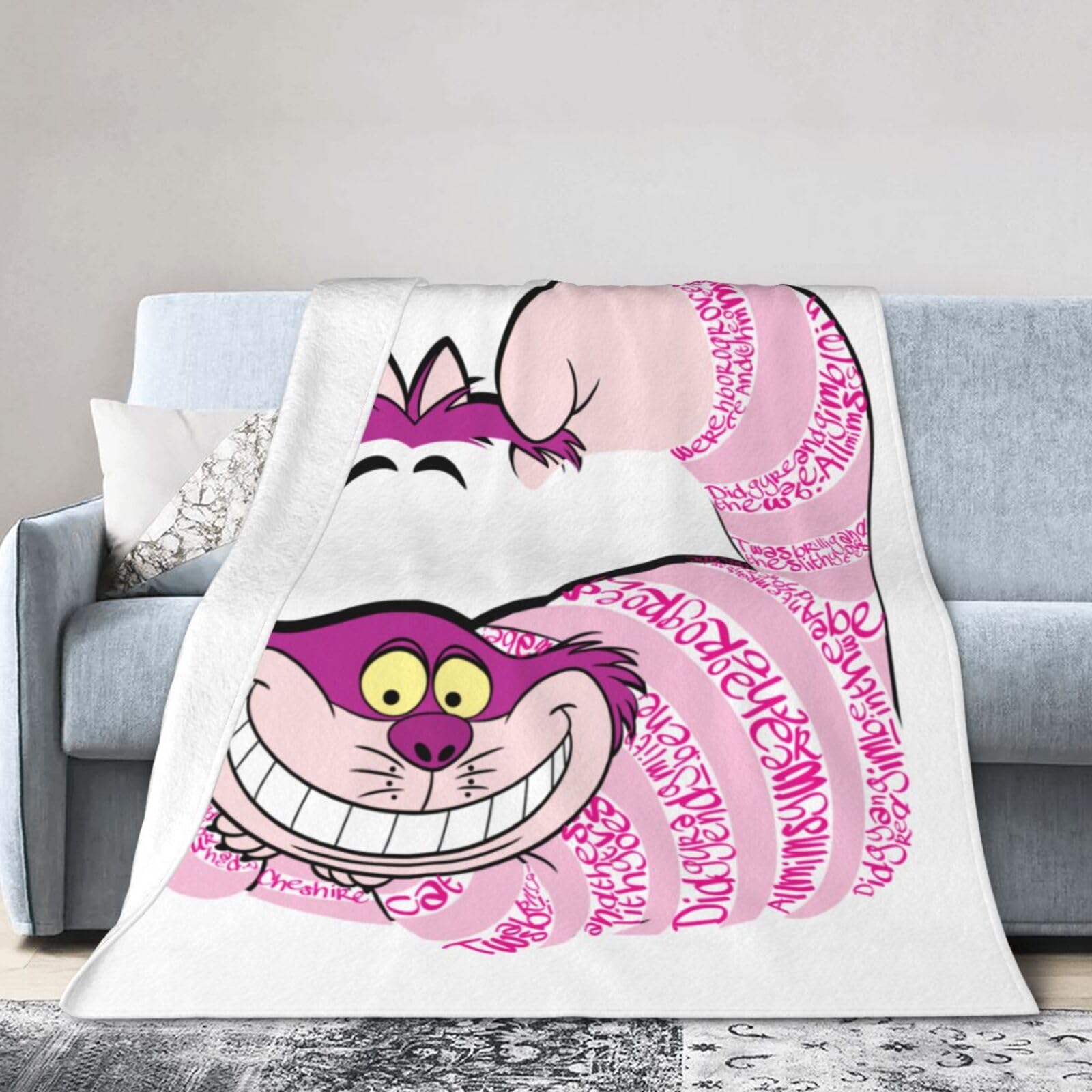 ★希少！不思議の国のアリスシングルサイズ毛布＆枕カバー★ディズニー☆ブランケット Amazon｜不思議の国のアリス チェシャ猫 アニメ ブランケット 毛布